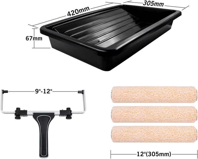 Rolling Dog 9-12 Inch Paint Roller Kit - Adjustable Paint Roller Frame, 3 PCS Microfiber Roller Covers,Plastic Paint Tray for Home Painting & DIY Projects(Pack of 5) - Image 3
